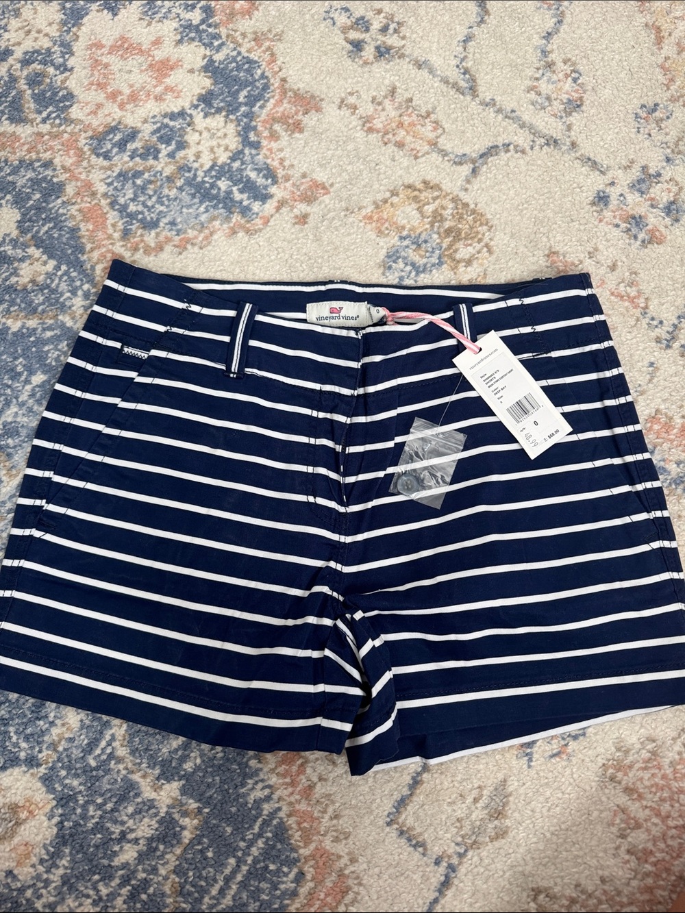 Vineyard Vines Women’s Navy and White Striped Bermuda Shorts